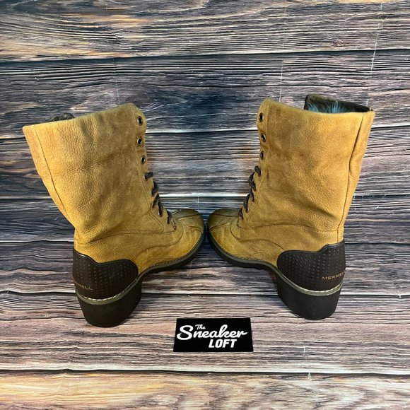 Merrell Chateau Mid‎ Lace Brown Leather Snow Heeled Boots - Picture 5 of 8